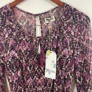 SMYM Juliet Maxi Boho Dress Snake Purple NWT XS Show Me Your Mum Print Tassel